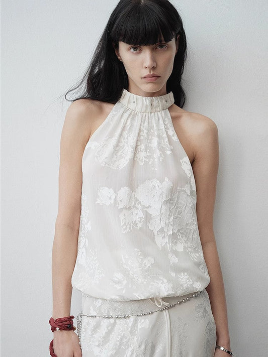 "Light and Shadow" Retro Posey Halter Neck Vest