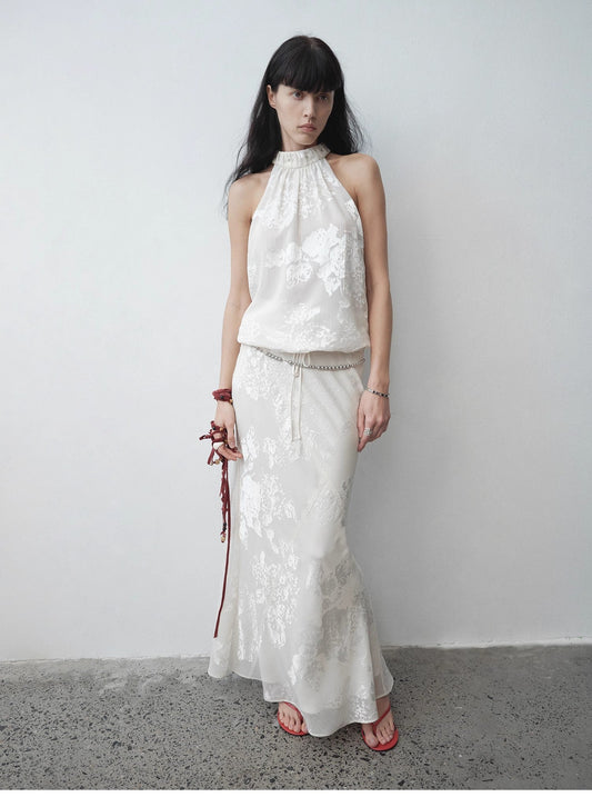 "Light and Shadow" Retro Posey Halter Neck Vest