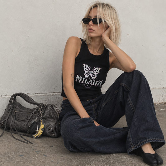 Butterfly y2k micro rib racer tank top