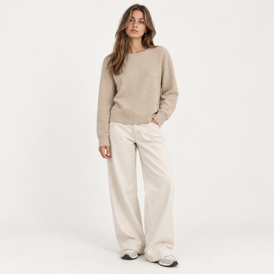 Neutral straight bottom knitted sweater