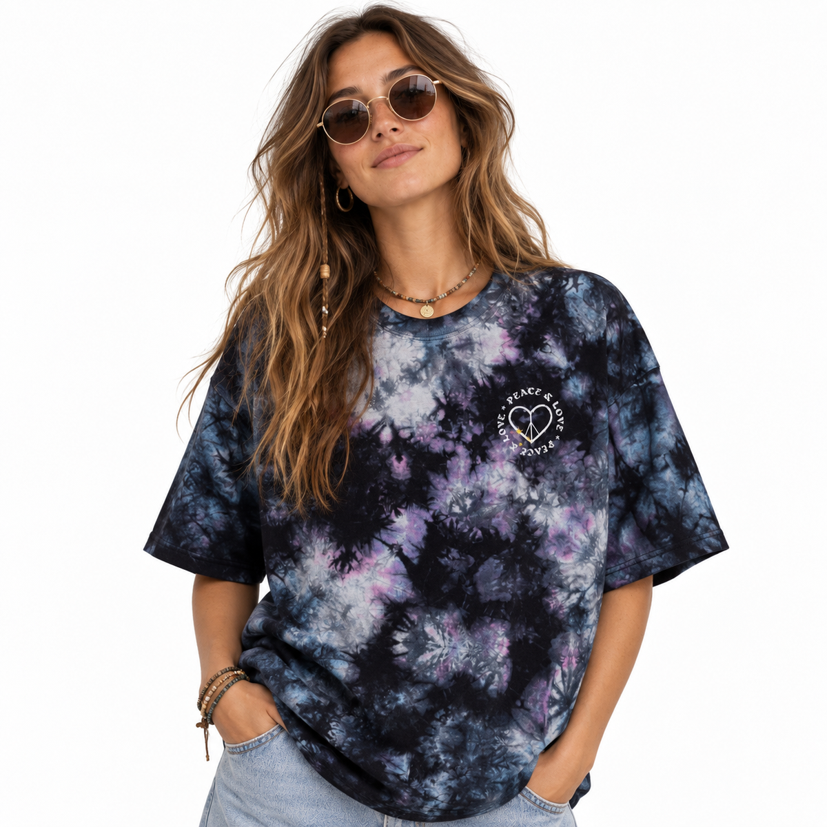 Peace & Love Oversized tie-dye t-shirt